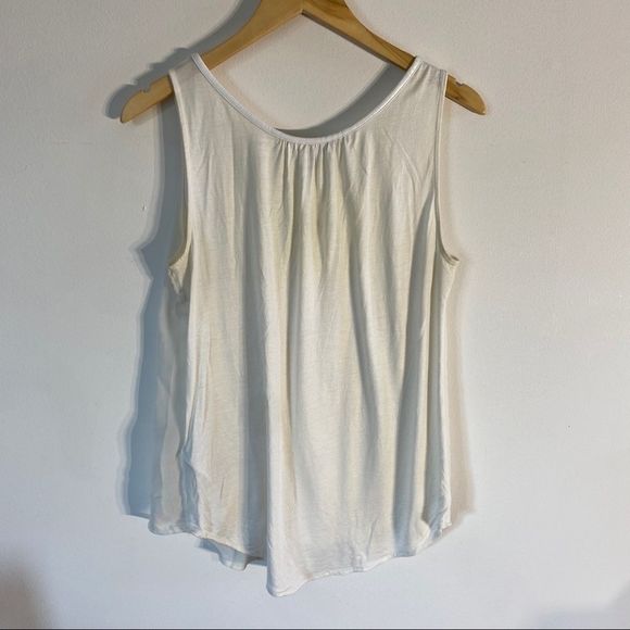 Banana Republic Tank Top with Leather Trim Detail, Cream, M (y98) - Picture 2 of 7